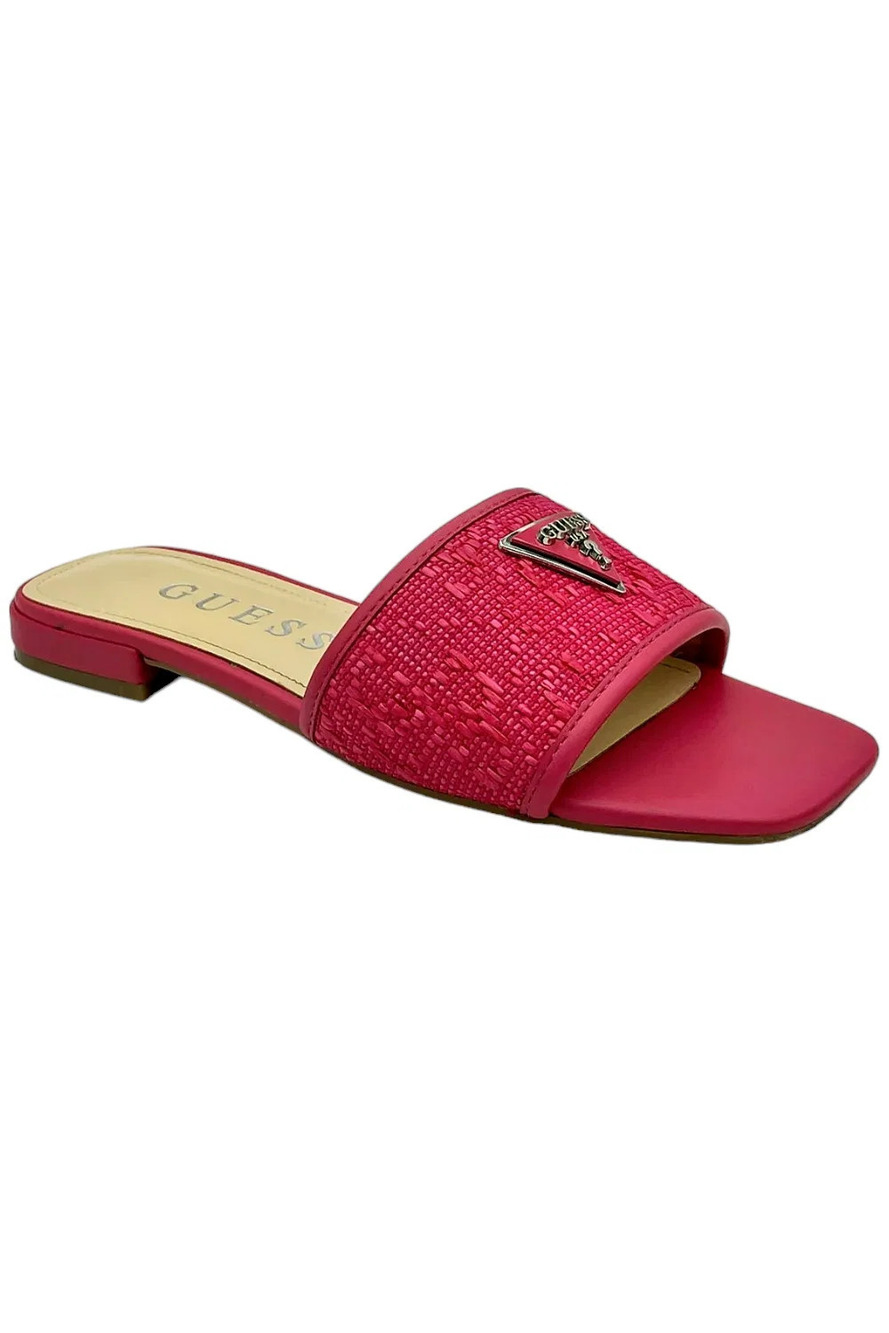Guess Women's Tamsey One Band Square Toe Slide Flat Sandals Pink - Medium